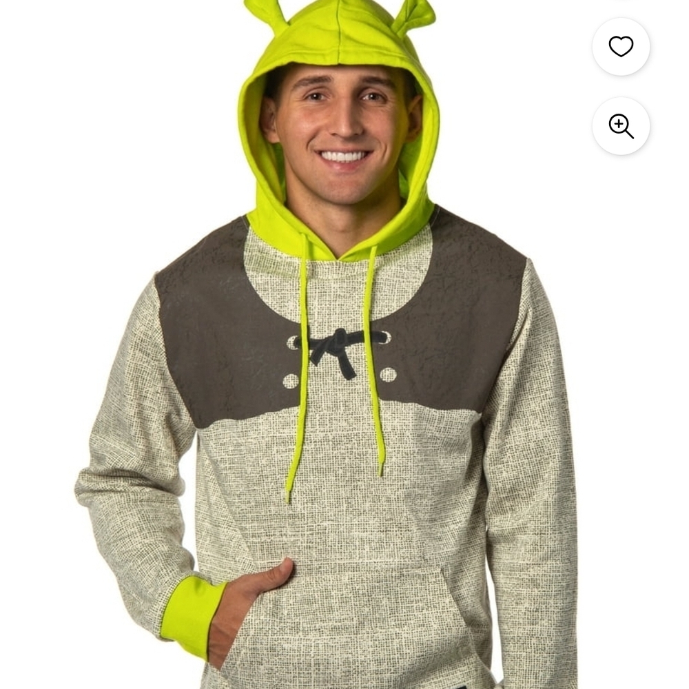 Shrek Themed Green and Gray Men's Sweater